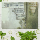 ヴィンテージ建築、フランスのシャトー平面図 キッチンタオル (折り畳み)