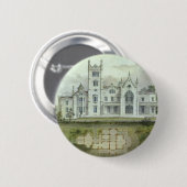 ヴィンテージ建築、フランスのシャトー平面図 缶バッジ (正面&裏面)