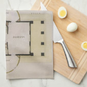 ヴィンテージ建築、フロアプラン、ギリシャヴィラ キッチンタオル (四つ折り)