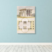 ヴィンテージ建築、フロアプラン、ギリシャヴィラ キャンバスプリント (インサイチュ (ウッドフロア))