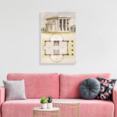 ヴィンテージ建築、フロアプラン、ギリシャヴィラ キャンバスプリント (インサイチュ (リビング))