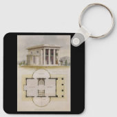 ヴィンテージ建築、フロアプラン、ギリシャヴィラ キーホルダー (裏面)