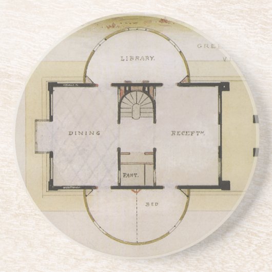 ヴィンテージ建築、フロアプラン、ギリシャヴィラ コースター (正面)