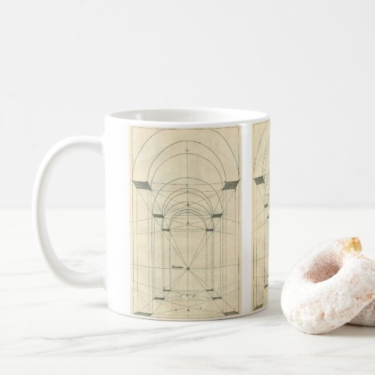 ヴィンテージ建築、ルネサンス時代の透視図 コーヒーマグカップ (ドーナツ)