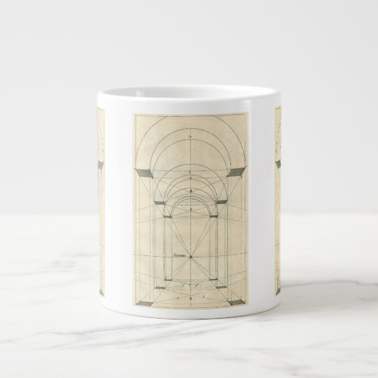 ヴィンテージ建築、ルネサンス時代の透視図 ジャンボコーヒーマグカップ (正面)