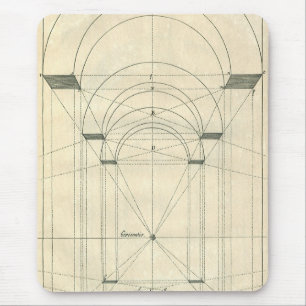 ヴィンテージ建築、ルネサンス時代の透視図 マウスパッド