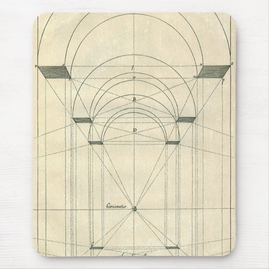 ヴィンテージ建築、ルネサンス時代の透視図 マウスパッド (正面)