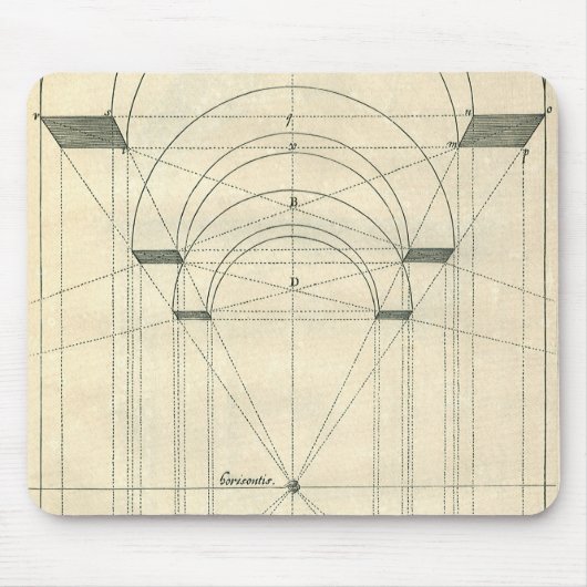ヴィンテージ建築、ルネサンス時代の透視図 マウスパッド (正面)