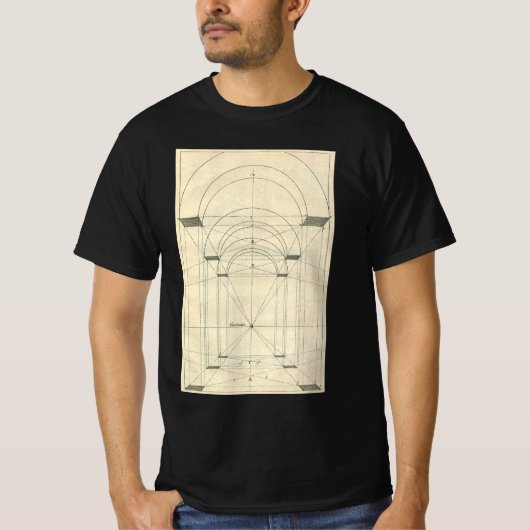 ヴィンテージ建築、ルネサンス時代の透視図 Tシャツ (正面)