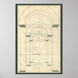 ヴィンテージ建築、ルネサンス様式アーチの透視図 ポスター
