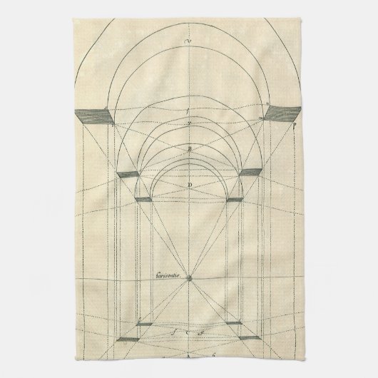 ヴィンテージ建築、ルネッサンス・アーチの視点 キッチンタオル (縦)