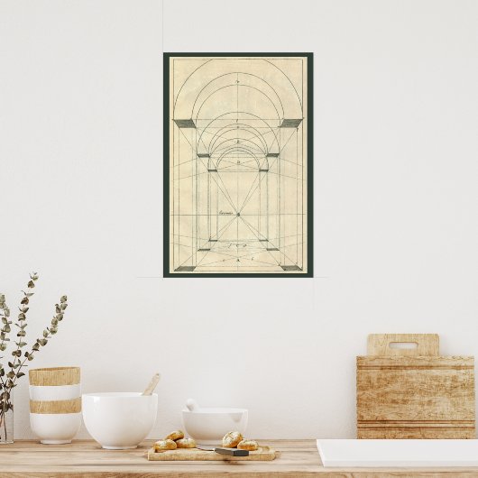 ヴィンテージ建築、ルネッサンス・アーチの視点 ポスター (キッチン)