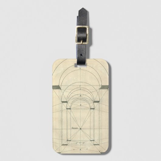 ヴィンテージ建築、ルネッサンス・アーチの視点 ラゲッジタグ (正面縦)