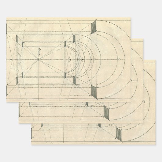 ヴィンテージ建築、ルネッサンス・アーチの視点 ラッピングペーパーシート (セット)