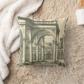 ヴィンテージ建築、ローマの中庭(柱あり) クッション (ブランケット)