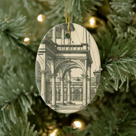 ヴィンテージ建築、ローマの中庭(柱あり) セラミックオーナメント (ツリー)