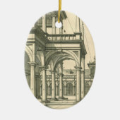 ヴィンテージ建築、ローマの中庭(柱あり) セラミックオーナメント (正面)
