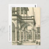 ヴィンテージ建築、ローマの中庭(柱あり) ポストカード (正面/裏面)