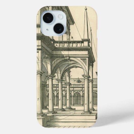 ヴィンテージ建築、ローマの中庭(柱あり) Case-Mate iPhoneケース (裏面)