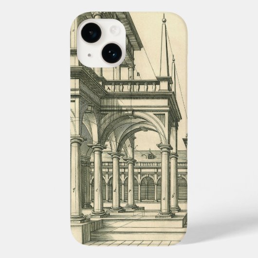 ヴィンテージ建築、ローマの中庭（柱あり） Case-Mate iPhoneケース (裏面)