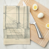 ヴィンテージ建築、ローマの柱廊を持つポーチ キッチンタオル (四つ折り)