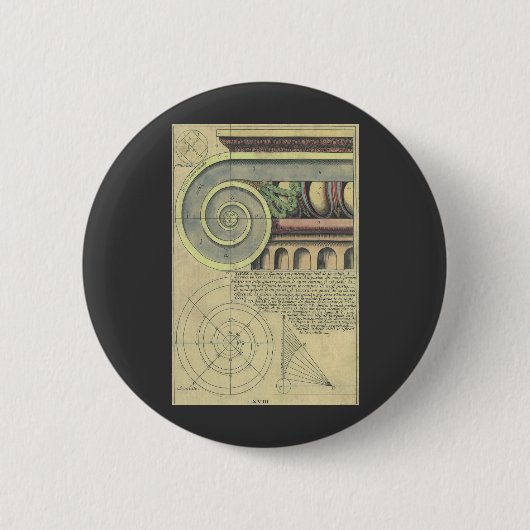 ヴィンテージ建築; ヴィニョーラによる首都の渦巻き 缶バッジ (正面)