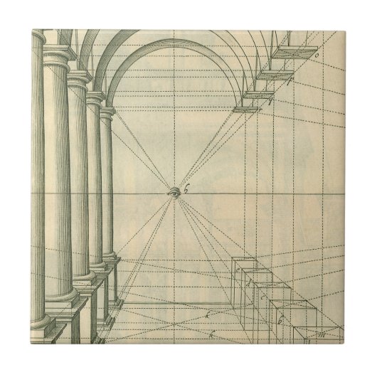 ヴィンテージ建築、列柱とアーチの遠近法 タイル (正面)