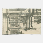 ヴィンテージ建築、古代ローマの列柱を持つ中庭 キッチンタオル (横)