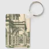 ヴィンテージ建築、古代ローマの列柱を持つ中庭 キーホルダー (裏面)