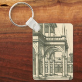 ヴィンテージ建築、古代ローマの列柱を持つ中庭 キーホルダー (正面)