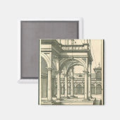 ヴィンテージ建築、古代ローマの列柱を持つ中庭 マグネット (正面/裏面)
