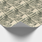 ヴィンテージ建築、古代ローマの列柱を持つ中庭 ラッピングペーパー (角)