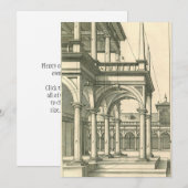 ヴィンテージ建築、古代ローマの列柱を持つ中庭 招待状 (正面/裏面)