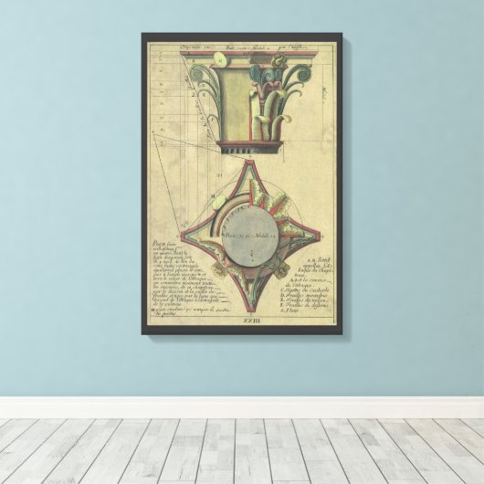 ヴィンテージ建築、装飾キャピタルクラウン キャンバスプリント (インサイチュ (ウッドフロア))