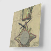 ヴィンテージ建築、装飾キャピタルクラウン スクエア壁時計 (傾斜)