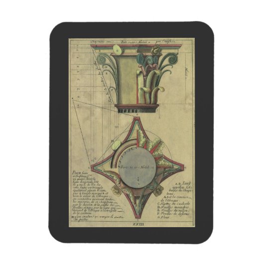 ヴィンテージ建築、装飾キャピタルクラウン マグネット (縦)