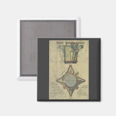 ヴィンテージ建築、装飾キャピタルクラウン マグネット (正面/裏面)