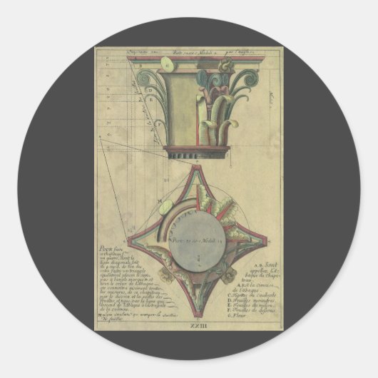 ヴィンテージ建築、装飾キャピタルクラウン ラウンドシール (正面)