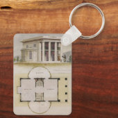 ヴィンテージ建築、間取り図、ギリシャの別荘 キーホルダー (裏面)