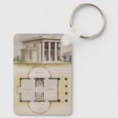 ヴィンテージ建築、間取り図、ギリシャ風の別荘 キーホルダー (裏面)