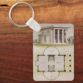 ヴィンテージ建築、間取り図、ギリシャ風の別荘 キーホルダー (正面)