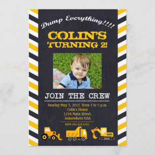 ヴィンテージ建設誕生日パーティー招待状 招待状