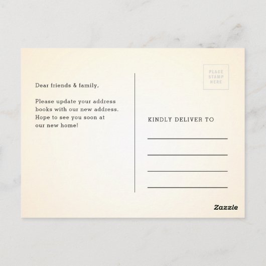 ヴィンテージ引っ越しましたの移行発表 ポストカード (裏面)