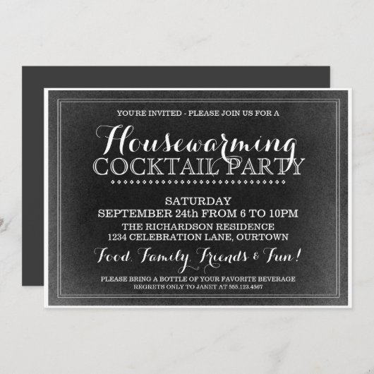 ヴィンテージ引っ越し祝いパーティーカクテルパーティの招待状 招待状