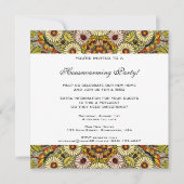 ヴィンテージ引っ越し祝いパーティー、ガーデンフラワー蝶 招待状 (正面)