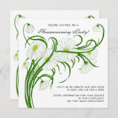 ヴィンテージ引っ越し祝いパーティー、ガーベラデイジーフローラ花 招待状 (正面/裏面)