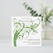 ヴィンテージ引っ越し祝いパーティー、ガーベラデイジーフローラ花 招待状 (スタンド正面)