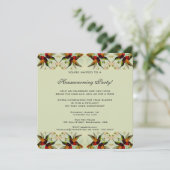 ヴィンテージ引っ越し祝いパーティー、ハミングバードフローラ花 招待状 (スタンド正面)