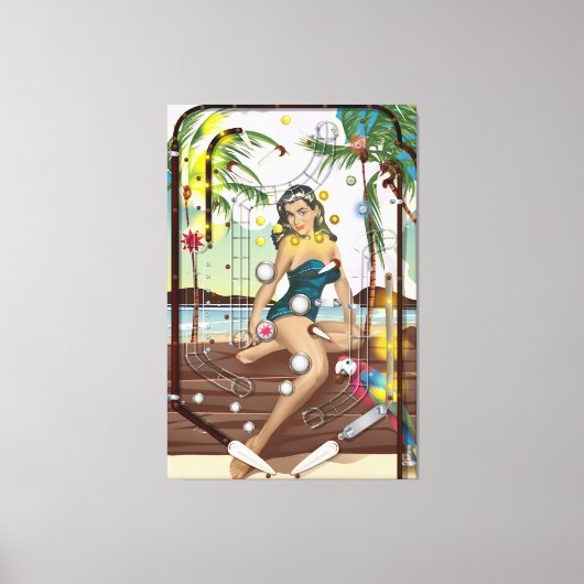 ヴィンテージ弾球機 キャンバスプリント (正面)