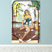 ヴィンテージ弾球機 キャンバスプリント (インサイチュ (ウッドフロア))